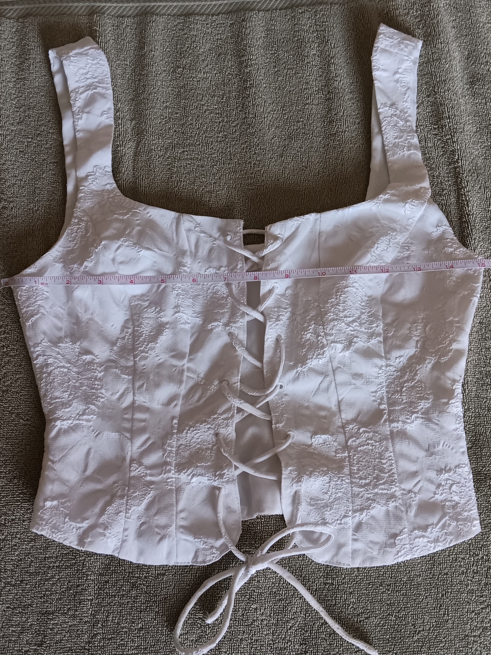 White Lace-Up Corset Crop Top - Picture 3 of 7